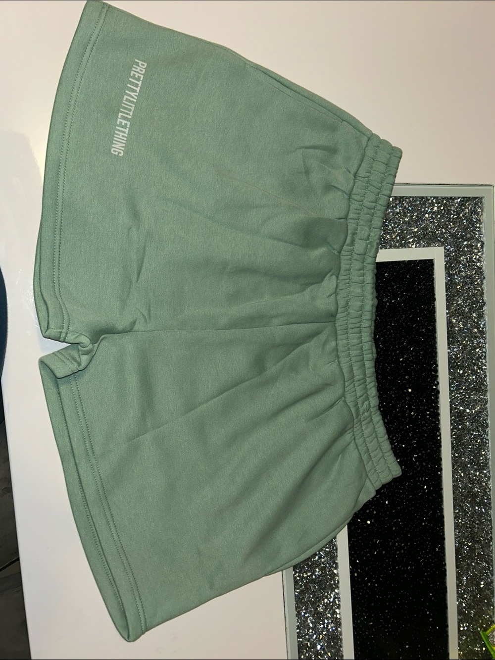PrettyLittleThing Sage Green Elastic Waist Athletic Shorts